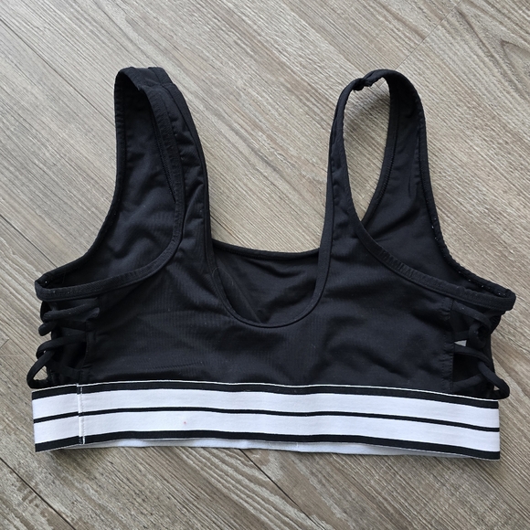 PINK black dports bra with white elastic band size large - Picture 2 of 5